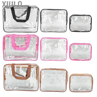 Xiulo Clear Travel Bags  Easy To Clean 3 Pieces Cosmetic with Carrying Handle for Swimming Sports