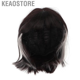 Keaostore Short Straight Wig High Temperature Silk Hair Fawn Black Beige