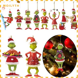 Moilyth จี้ฟิกเกอร์อะคริลิค ลาย Merry Christmas Grinch แฟชั่นฤดูหนาว สําหรับแขวนตกแต่งต้นคริสต์มาส บ้าน ปาร์ตี้ 3 ชิ้น