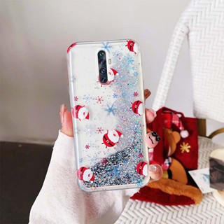 Ybd เคสโทรศัพท์มือถือ ลายต้นคริสต์มาส ซานตาคลอส กวาง มีทรายไหล สําหรับ OPPO Reno 2 Reno Z 2F 2Z