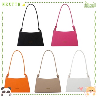 Nextth กระเป๋าถือ กระเป๋าสะพายไหล่ หนัง PU ทรงคลัทช์ แบบพกพา สีพื้น สําหรับสตรี