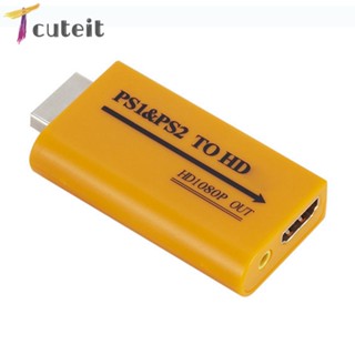 Tcuteit อะแดปเตอร์แปลงโปรเจคเตอร์ PS1 PS2 USB เป็น HDMI HD 1080P