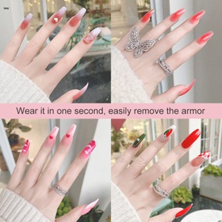 Nail Art Long Trapezoid Blush Chain Checkerboard Camellia Wearable Nail Art ใหม่ล่าสุด