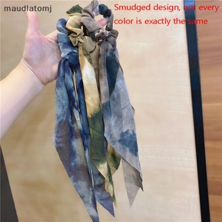 Maud ใหม่ ริบบิ้นผูกผมยาว ฤดูร้อน มัดย้อมผมหางม้า ผ้าพันคอ ยางยืด โบว์ EN