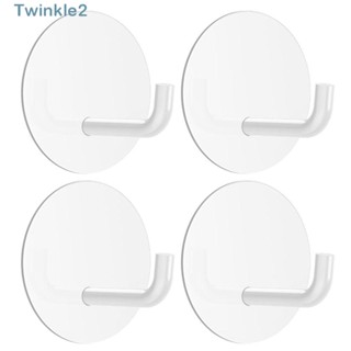 Twinkle ตะขอแขวนเสื้อคลุม สเตนเลส ทรงกลม กันสนิม สีขาว สําหรับติดผนังห้องน้ํา 4 ชิ้น