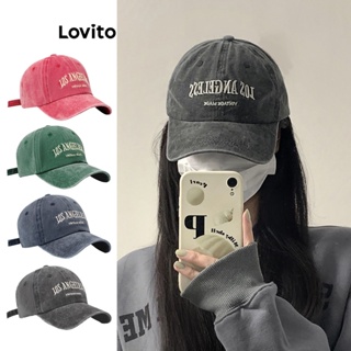 Lovito หมวกลําลอง ปักลายตัวอักษร สําหรับผู้หญิง L63AD261 (สีเทาเข้ม/แดง/เขียว/น้ําเงินเข้ม)