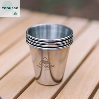 [Yobusad.th] แก้วกาแฟสเตนเลส 304 80 มล. สําหรับตั้งแคมป์กลางแจ้ง 4 ชิ้น