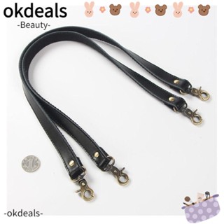 Okdeals อะไหล่หูหิ้วกระเป๋า ผ้าแคนวาส หนังวัวแท้ สีดํา 58 ซม. แบบเปลี่ยน สําหรับกระเป๋าถือ 2 ชิ้น