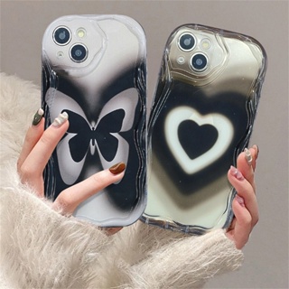 เคสโทรศัพท์มือถือ TPU แบบนิ่ม ลายผีเสื้อ และหัวใจ 3D สีดํา สําหรับ Infinix Hot 30i Note 12 G96 Hot 12 Play 11 Play 10 Play Smart 5 Smart 6 Smart 7 Hot 20S HOSTR