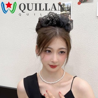 Quillan กิ๊บติดผมหางม้า ผ้าตาข่าย พลาสติก ลายจุด สีดํา ขนาดใหญ่ สําหรับงานปาร์ตี้