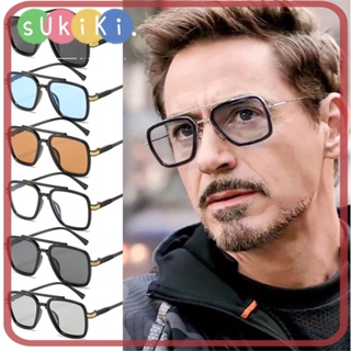 Sukiki Tony Stark แว่นกันแดด กรอบโลหะ หรูหรา แว่นตาสไปเดอร์แมน แว่นตากันแดด