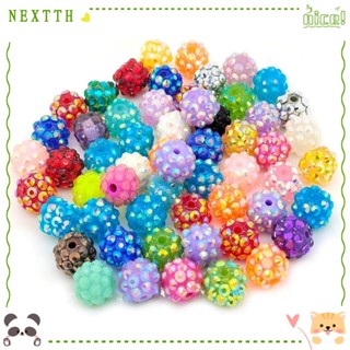 Nextth ลูกปัดพลอยเทียม ทรงกลม หลากสี 12 มม. 14 มม. สําหรับทําเครื่องประดับ สร้อยข้อมือ DIY 100 ชิ้น