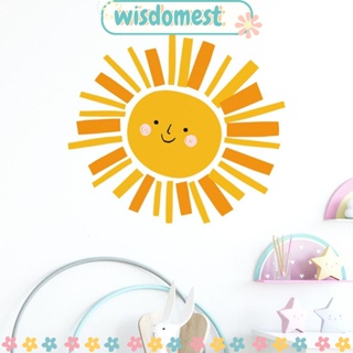 Wisdomest สติกเกอร์พีวีซี ลายดวงอาทิตย์ สีเหลือง ขนาดใหญ่ ลอกออกได้ สําหรับติดตกแต่งผนังห้องนอนเด็ก