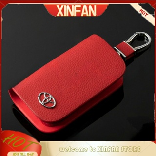 Xinfan เคสกุญแจรีโมตรถยนต์หนัง แบบฝาพับ พร้อมช่องใส่บัตร สําหรับ Toyota Innova Kijang Avanza Rush Fortuner Corolla Altis Cross Yaris Camry RAV4 CHR Land Cruiser Prado