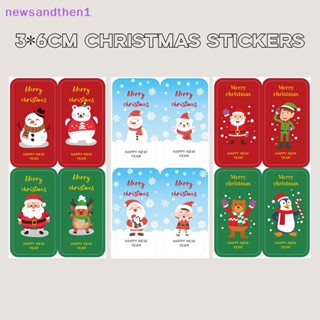 Newsandthen1 100 ชิ้น Merry Christmas สติกเกอร์สี่เหลี่ยมผืนผ้า Thank You การ์ดกล่องของขวัญแพคเกจปิดผนึกฉลากตกแต่งงานแต่งงานซานต้าฉลาก Nice