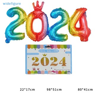 Widefigure ลูกโป่งฟิล์มอลูมิเนียม รูปตัวเลข 2024 พร็อพสําหรับงานปาร์ตี้ 1 ชุด