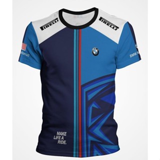 เสื้อยืด ไมโครไฟเบอร์ พิมพ์ลาย BMW Motorrad 06 สีน้ําเงินกรมท่า
