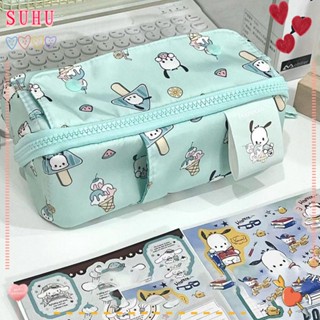 Suhu กระเป๋าใส่ปากกา ดินสอ ลายการ์ตูนชินจัง Pochacco Cinnamoroll ความจุขนาดใหญ่ สําหรับโรงเรียน สํานักงาน