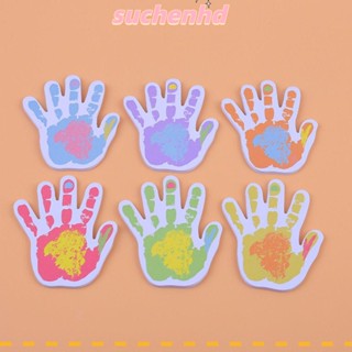 Suchenhd กระดาษโน๊ตมีกาว รูปมือ หลากสี ลอกออกได้ 6 ชิ้น