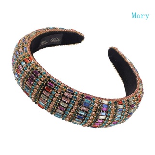 Mary Baroque Tiaras ที่คาดผม กว้าง สีคริสตัล หรูหรา เครื่องประดับผม สําหรับผู้หญิง