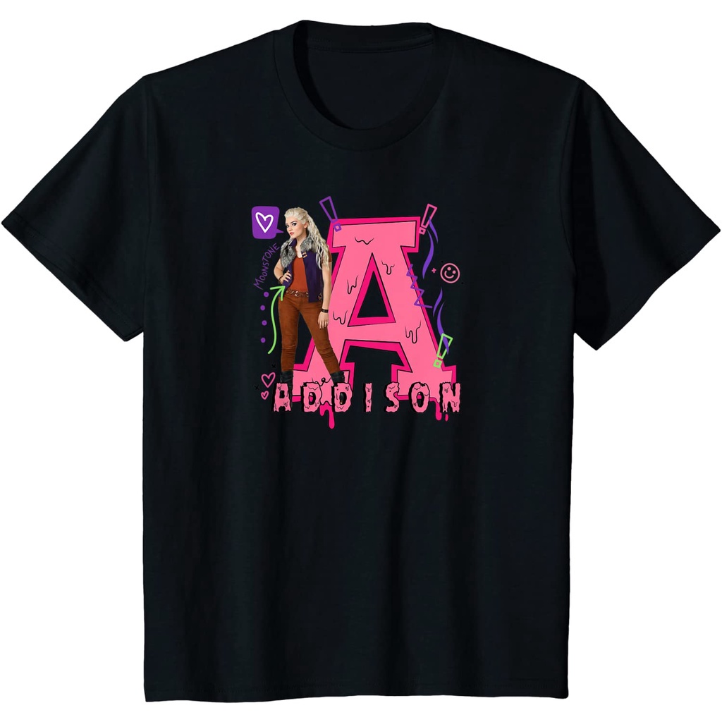 เสื้อยืด เสื้อยืด ผ้าฝ้ายแท้ ระบายอากาศได้ดี พิมพ์ลาย Disney Zombies 2 Addison คุณภาพสูง S-5XL