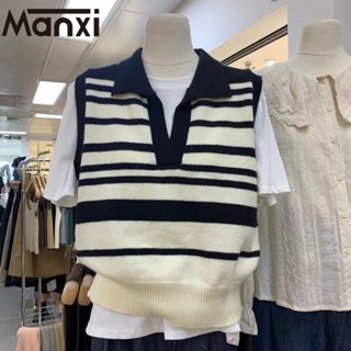 Manxi เสื้อแฟชั่นผู้หญิง เสื้อแขนยาว คลุม ไหมพรม ครอปเสื้อแขนยาว 36Z230908