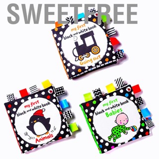 Sweetfree Black and White High Contrast Sensory Baby Toys Soft Book for Early Education Tear Resistant Biteable Cloth