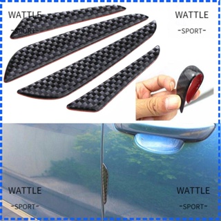 Wattle สติกเกอร์คาร์บอนไฟเบอร์ ป้องกันรอยขีดข่วน สําหรับติดขอบประตูรถยนต์ 4 ชิ้น