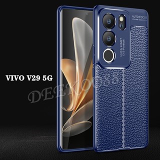 พร้อมส่ง เคสโทรศัพท์มือถือหนัง PU นิ่ม กันกระแทก สีดํา สําหรับ VIVO V29 V27 V29e V27e 5G V29