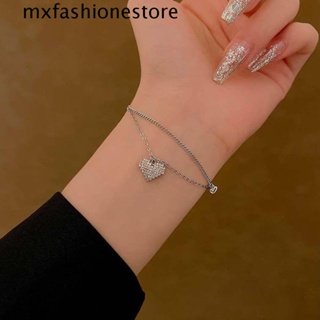 Mxfashione สร้อยคอ จี้รูปหัวใจ สีเงิน เครื่องประดับ