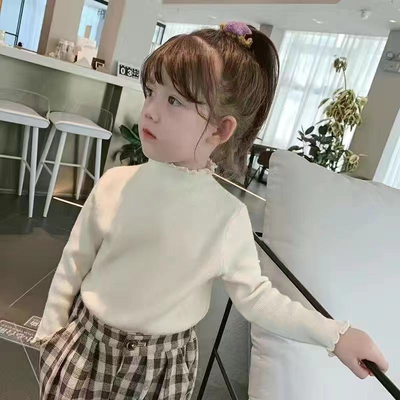 เสื้อยืดแขนยาว ผ้ายืด สําหรับเด็กผู้หญิง
