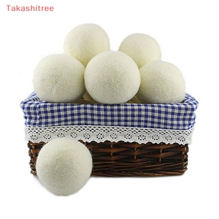 (Takashitree) ลูกบอลผ้าขนสัตว์ธรรมชาติ แบบนิ่ม ใช้ซ้ําได้ 5 ชิ้น