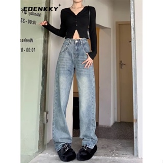 EOENKKY กางเกงขายาว กางเกงยีสน์ผู้หญิง ทรงหลวม ๆ ตรง Retro Hip Hop Pants 2023 NEW Style WNK2390T93 37Z230912