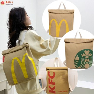 กระเป๋าเป้สะพายหลัง ผ้าแคนวาส กันน้ํา ลาย McDonalds สําหรับผู้หญิง