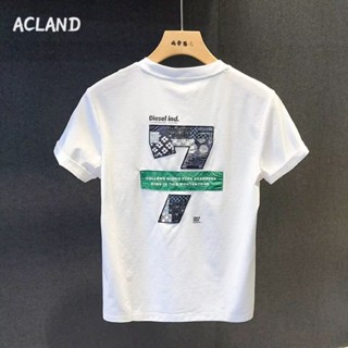 Acland เสื้อยืดผู้ชาย ผู้ชายเสื้อเชิ้ต เสื้อยืด ผ้านุ่ม ใส่สบาย ไม่หด ไม่ต้องรีด MTX2390KFK 37Z230913