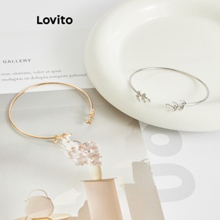 Lovito สร้อยข้อมือธรรมดา เรียบหรู สําหรับผู้หญิง L63AD379 (ทอง/เงิน)