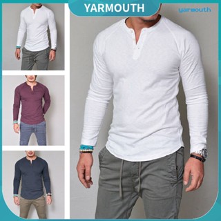 Yyr-- เสื้อยืดลําลอง แขนยาว คอกลม เข้ารูป ระบายอากาศ สีพื้น เรียบง่าย สําหรับผู้ชาย