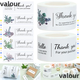 Valour สติกเกอร์ ทรงสี่เหลี่ยมผืนผ้า ลายดอกไม้ Thank You ขนาดเล็ก 120 ชิ้น ต่อม้วน