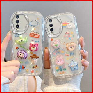 เคสโทรศัพท์มือถือ tpu นิ่ม แบบใส ลายก้อนเมฆ หมีน้อย พร้อมตุ๊กตา สําหรับ Vivo Y20 Y20S Y12S V2043 V2026 V2029 TY