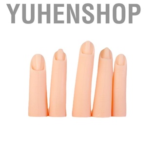 Yuhenshop 5 PCS Nail Art Practice Fingers Portable Silicone Fake for Training Display Decoration