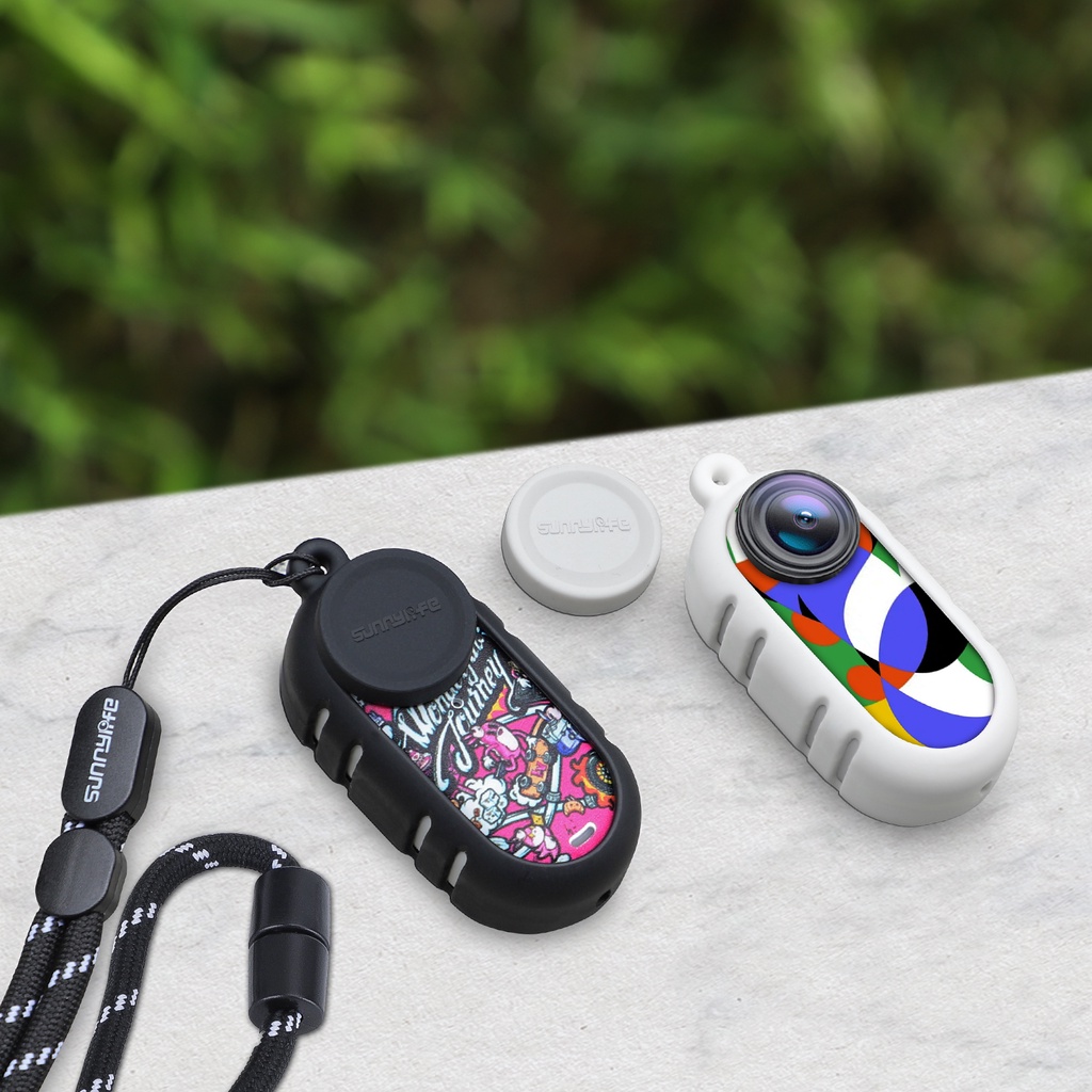 Sunnylife สำหรับ Insta360 GO 3 ซิลิโคนระบายความร้อนกรณีกล้องนิ้วหัวแม่มือสติกเกอร์เลนส์กรณีป้องกันสายคล้องคอ