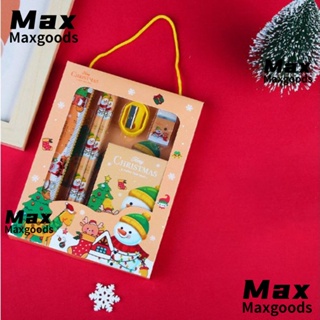 Maxg ชุดเครื่องเขียน ดินสอไม้ ลายคริสต์มาส สเกลคมชัด ทนต่อการสึกหรอ สําหรับเด็ก 6 ชิ้น ต่อชุด 2 ชิ้น