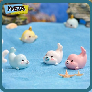 Yveta ฟิกเกอร์เรซิ่น รูปการ์ตูนสัตว์ทะเลน่ารัก 5 สี สําหรับตกแต่งตู้ปลา 10 ชิ้น