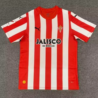 เสื้อกีฬาแขนสั้น ลายทีมชาติฟุตบอล Gijon Home Club Jersey 23-24 Athletic S-XXL ชุดเหย้า สําหรับผู้ชาย