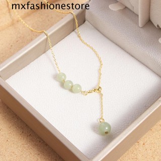 Mxfashione สร้อยคอโซ่หยก หรูหรา น่ารัก สไตล์วินเทจ สําหรับผู้หญิง