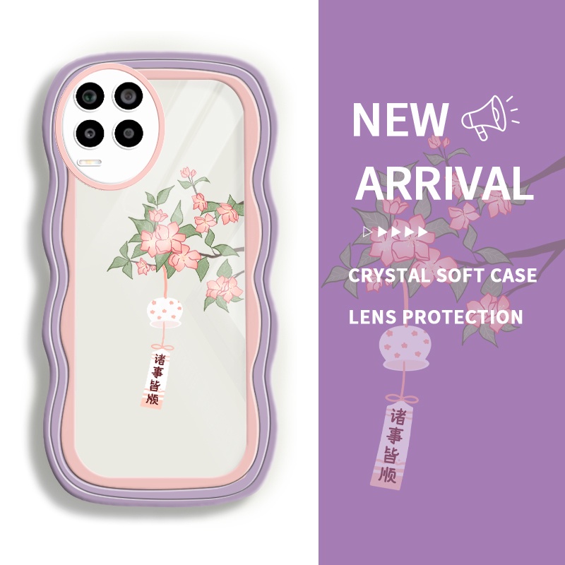 Peace and Joy ดอกไม้ซิลิโคนอ่อนนุ่ม Anticrack ปลอก hp ความเรียบง่ายสําหรับ Realme 8 4G 8 Pro 8 5G 8s