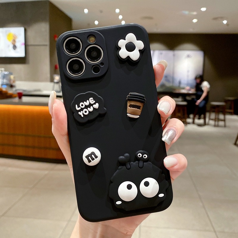 สําหรับ TECNO POVA 5 4 Pro Spark 10 10C Camon 20 Pro Spark GO POP 5 4 LTE POVA 3 NEO Spark 8C 8P 7T 7 Pro 6 GO Air Camon 40 16 3D ถ่านหินสีดํากาแฟสนุกน่ารัก เคสโทรศัพท์