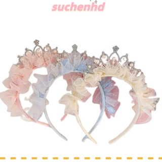 Suchenhd ที่คาดผมเจ้าหญิง โบว์ ดอกไม้ วันเกิด ปาร์ตี้ ที่คาดผม แฟชั่น เด็ก มงกุฎ ที่คาดผม พลอยเทียม