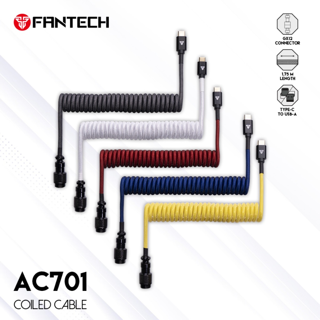 FANTECH COILED CABLE AC701 สําหรับคีย์บอร์ดเชิงกล Type C Aviator Custom Coiled Cable