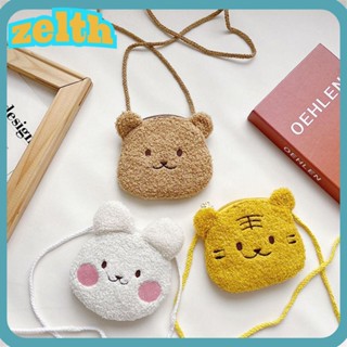 Zelth กระเป๋าสะพายไหล่ ลายการ์ตูนหมีน่ารัก มีซิป ขนาดเล็ก สํ…